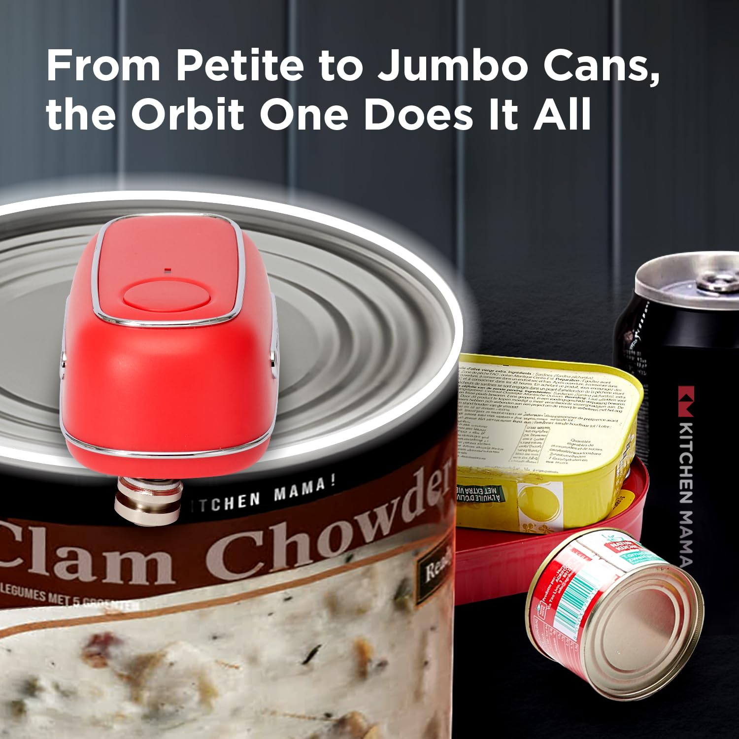 Kitchen Mama Orbit One es compatible con latas grandes y uso pesado