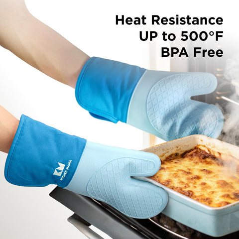 Guantes de silicona UltraShield proporcionan protección frente a quemaduras al hornear.