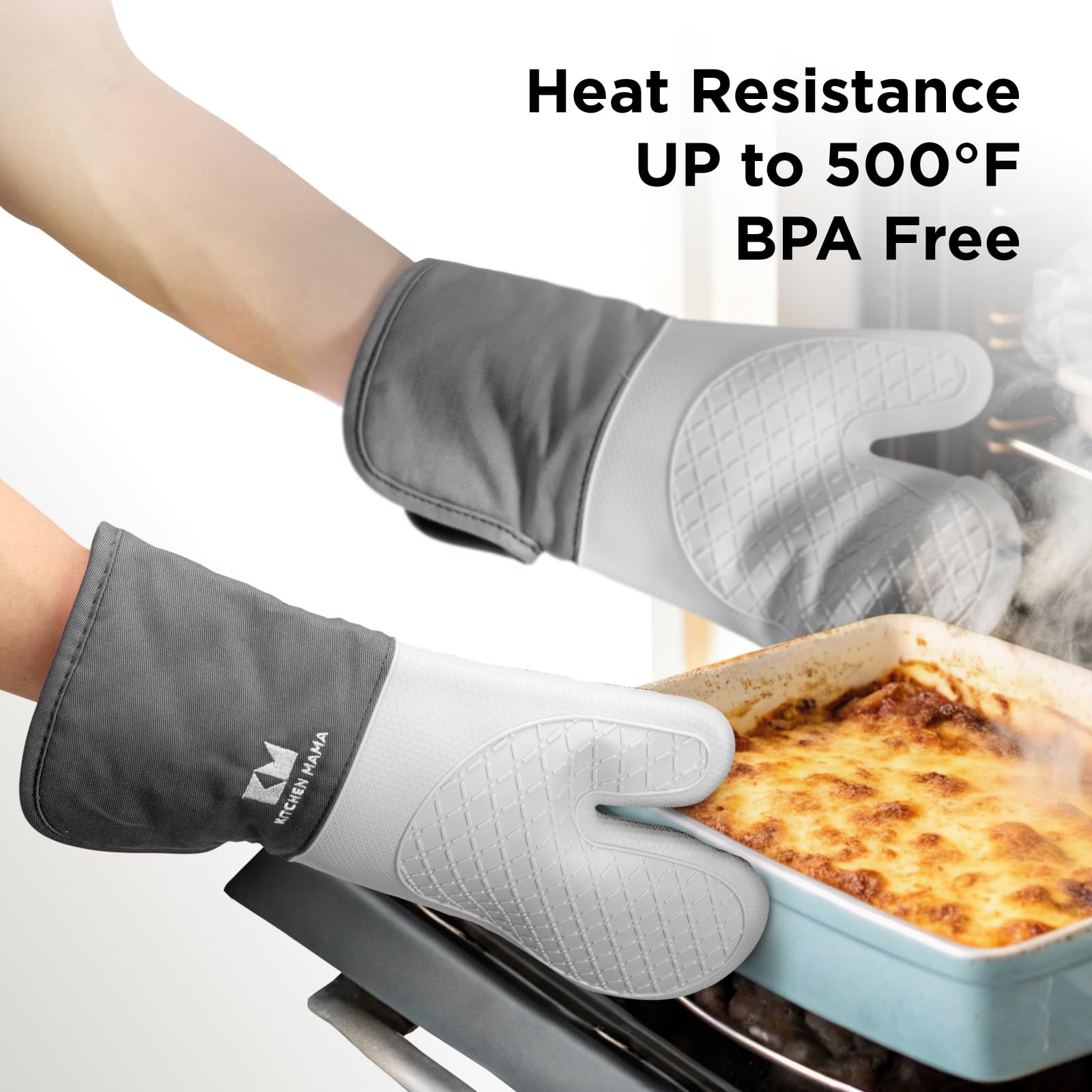 Protección contra quemaduras con guantes UltraShield de Kitchen Mama