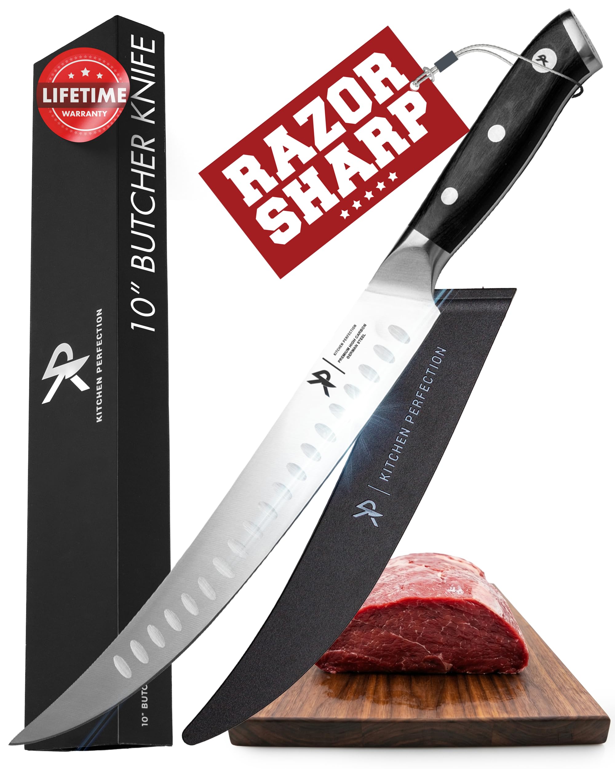 Kitchen perfection cuchillo de carnes de 10 pulgadas para cortes limpios y precisos.