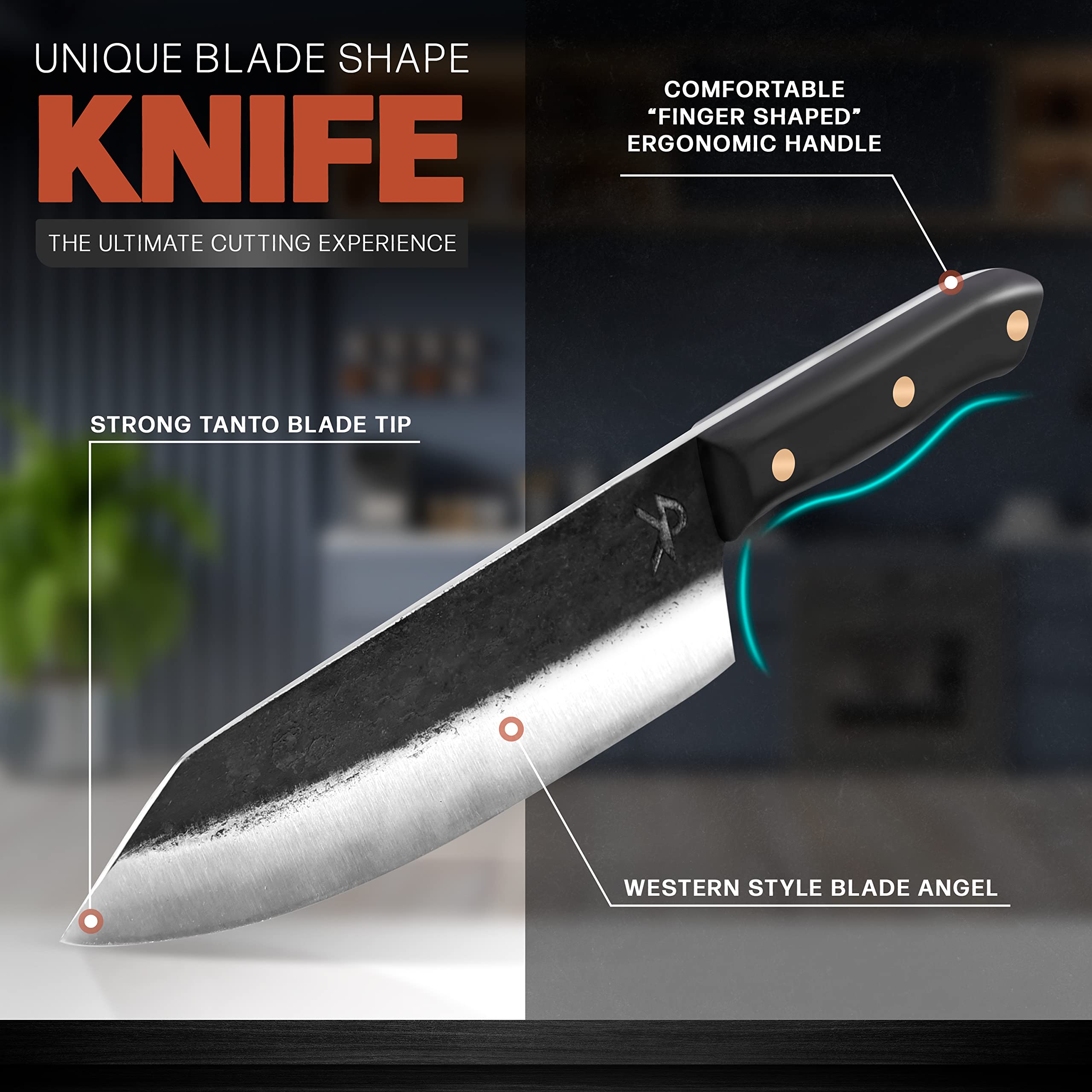 Cuchillo de carbono alto Kitchen perfection, regalo ideal para hombres.