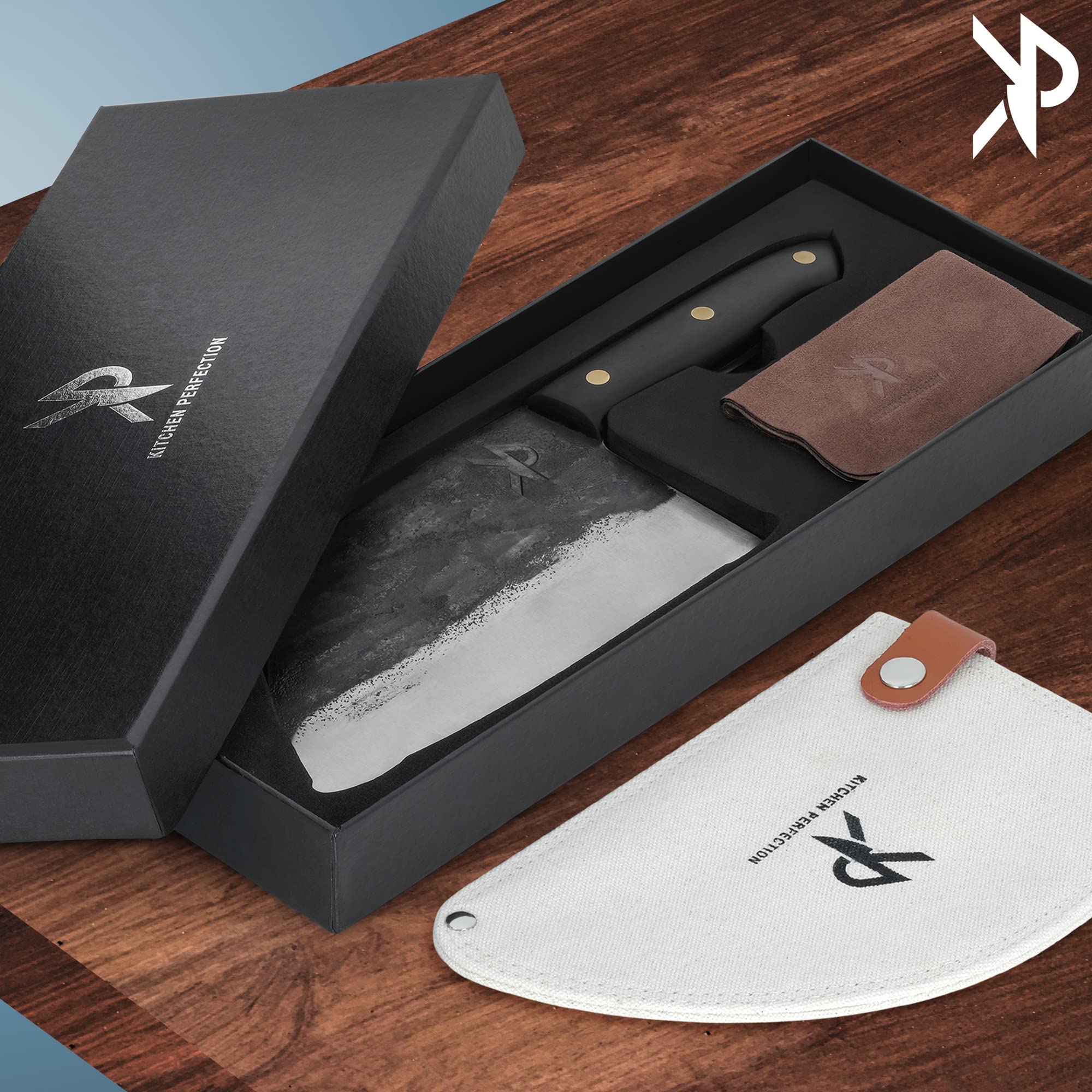 Vaina de lona para cuchillo Kitchen Perfection, lista para almacenamiento seguro.
