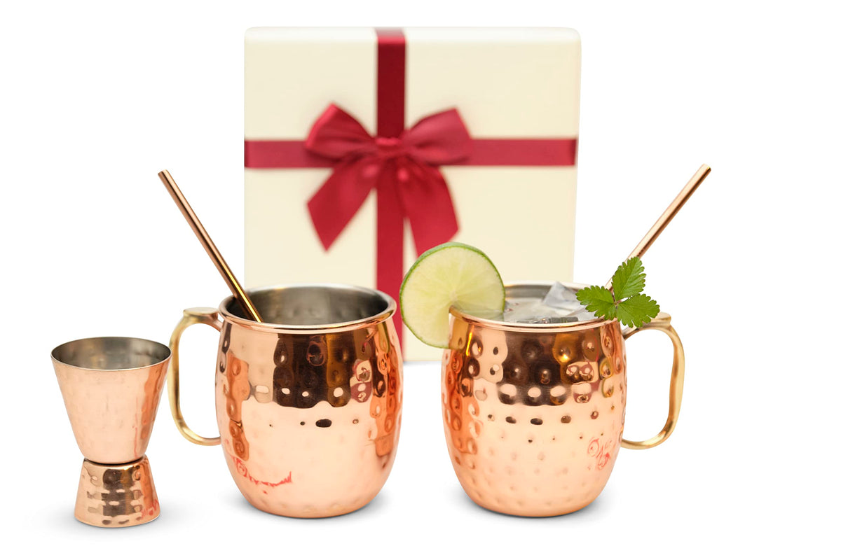 Kitchen Science Taza Moscow Mule de cobre con interior acero, ideal para cócteles en casa
