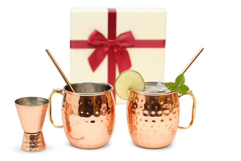 Kitchen Science Taza Moscow Mule de cobre con interior acero, ideal para cócteles en casa