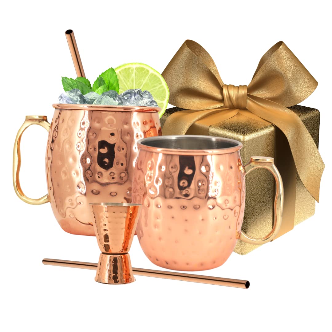 Kitchen Science Taza Moscow Mule con mango de latón, agarre cómodo para uso diario
