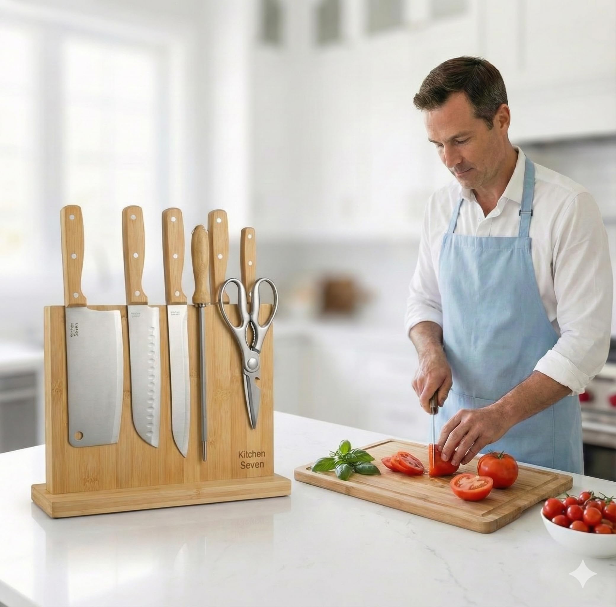 Kitchen Seven placas COREVA 1300, ofrecen sujeción uniforme para cuchillos grandes y pequeños.