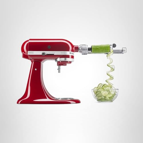 KitchenAid Spiralizer Plus attached to mixer for easy noodle style spirals