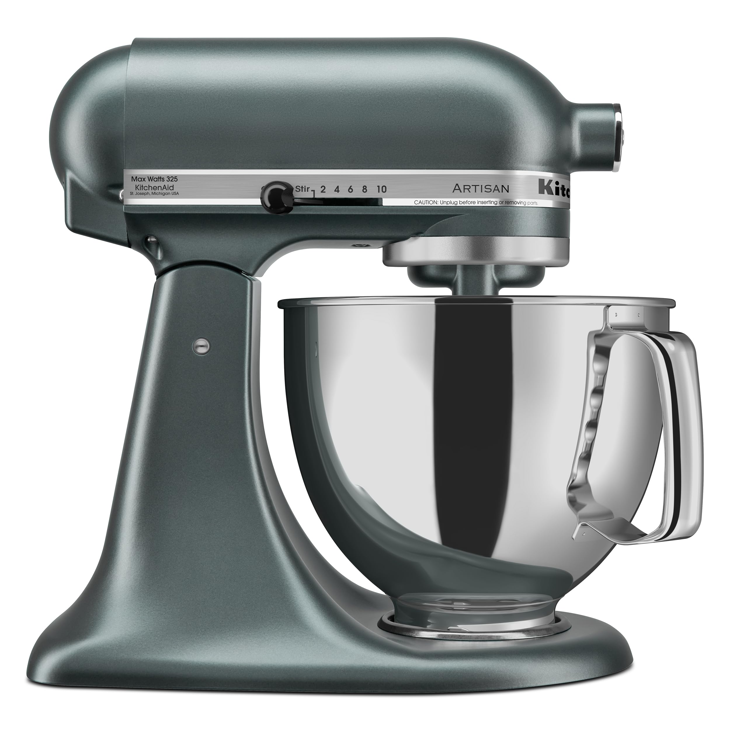 KitchenAid Artisan 5qt con tazón de acero inoxidable para grandes lotes.