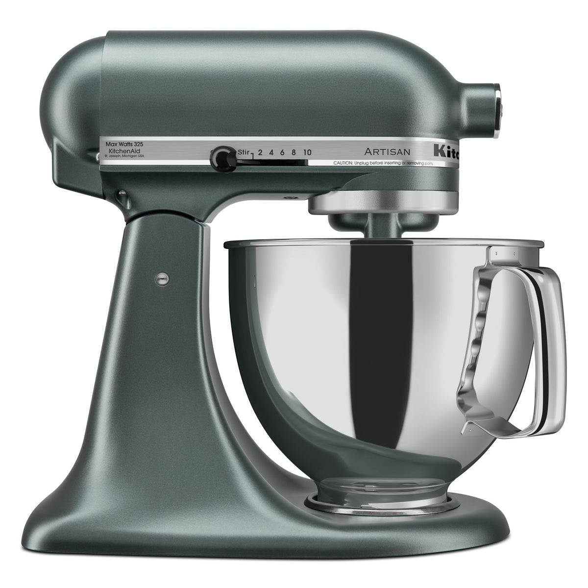 KitchenAid Artisan 5qt con tazón de acero inoxidable para grandes lotes.