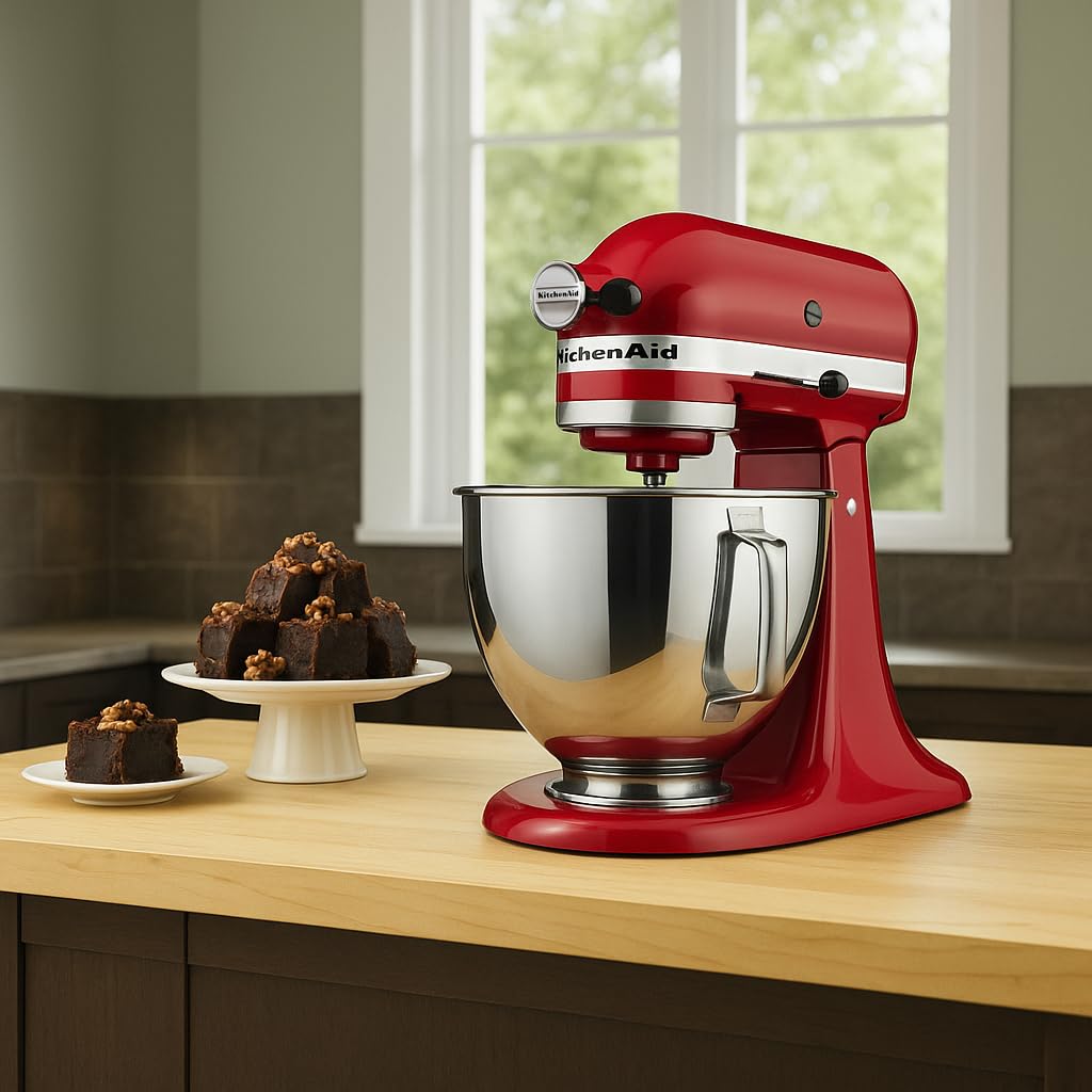 KitchenAid: acceso cómodo al batidor y al bol para recetas rápidas.