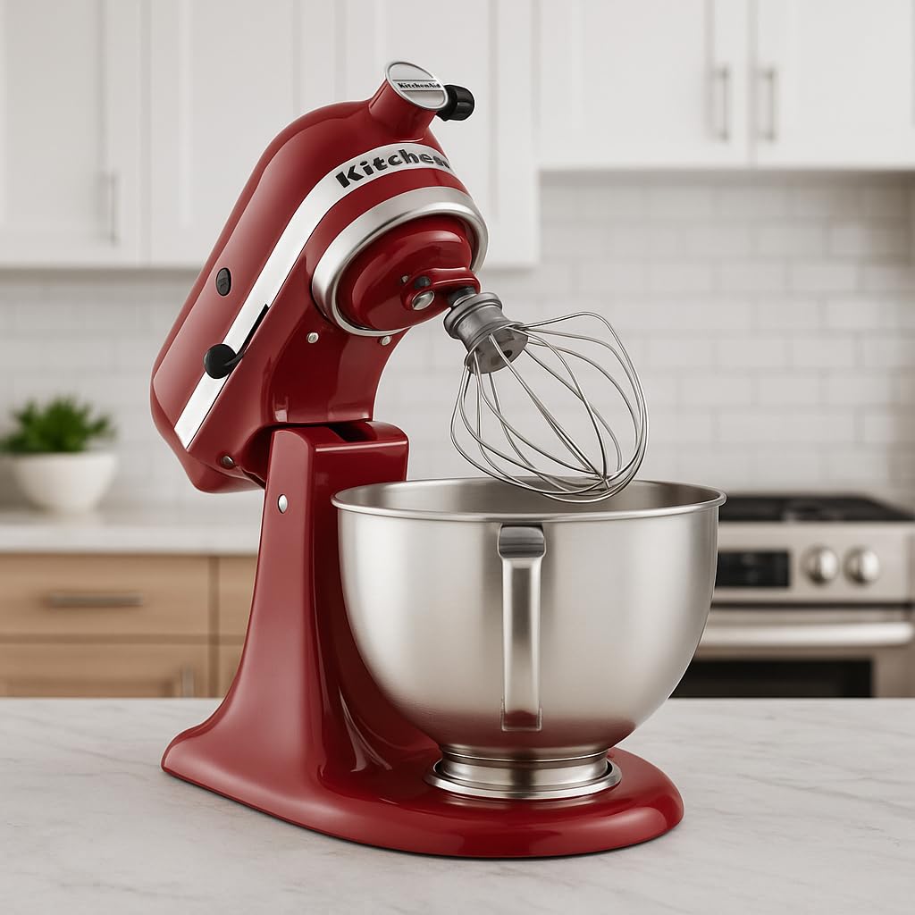 KitchenAid: engranajes metálicos y transmisión directa aseguran durabilidad y mezcla constante.