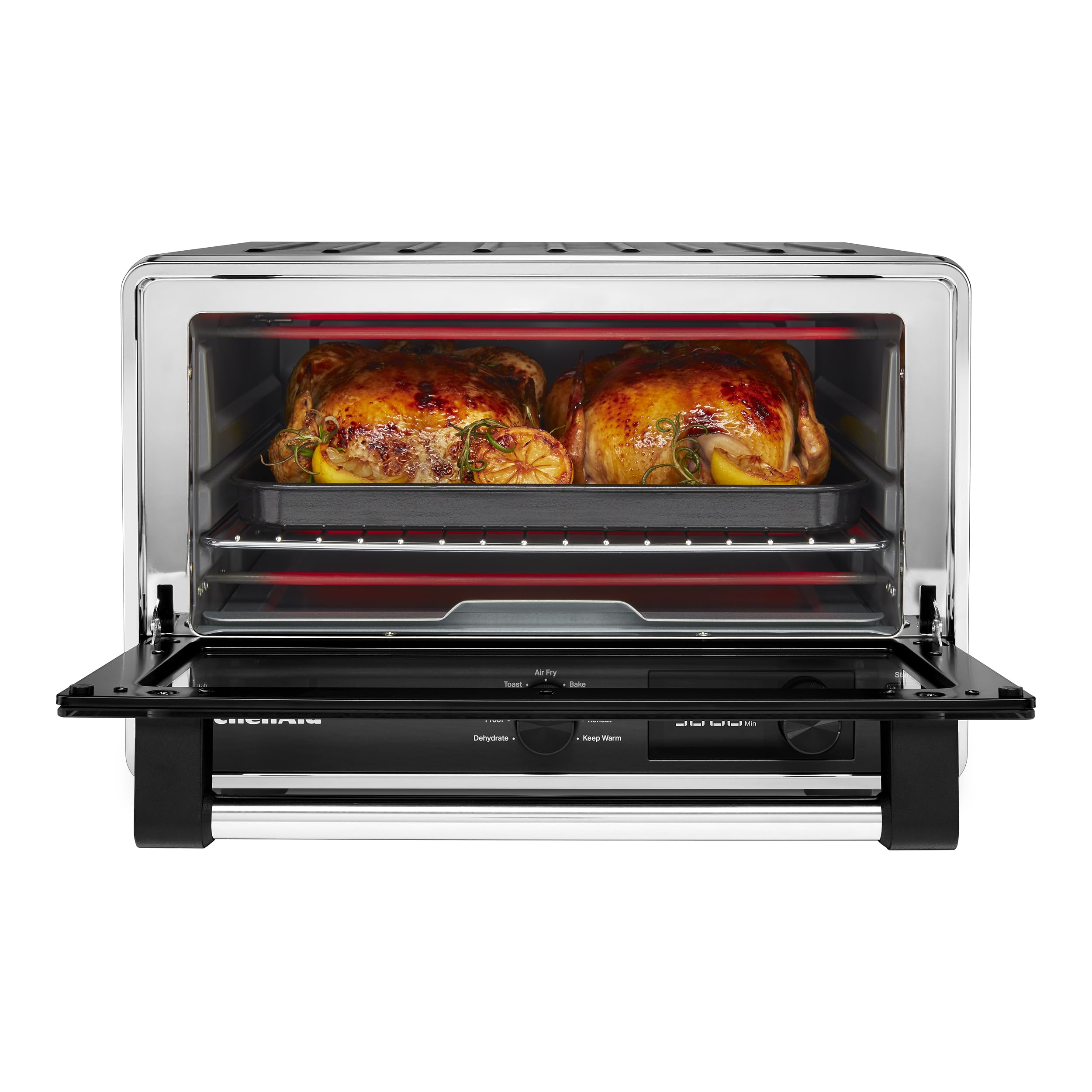 KitchenAid KCO124BM nine-by-thirteen pan included; bake sheet cakes with ease.