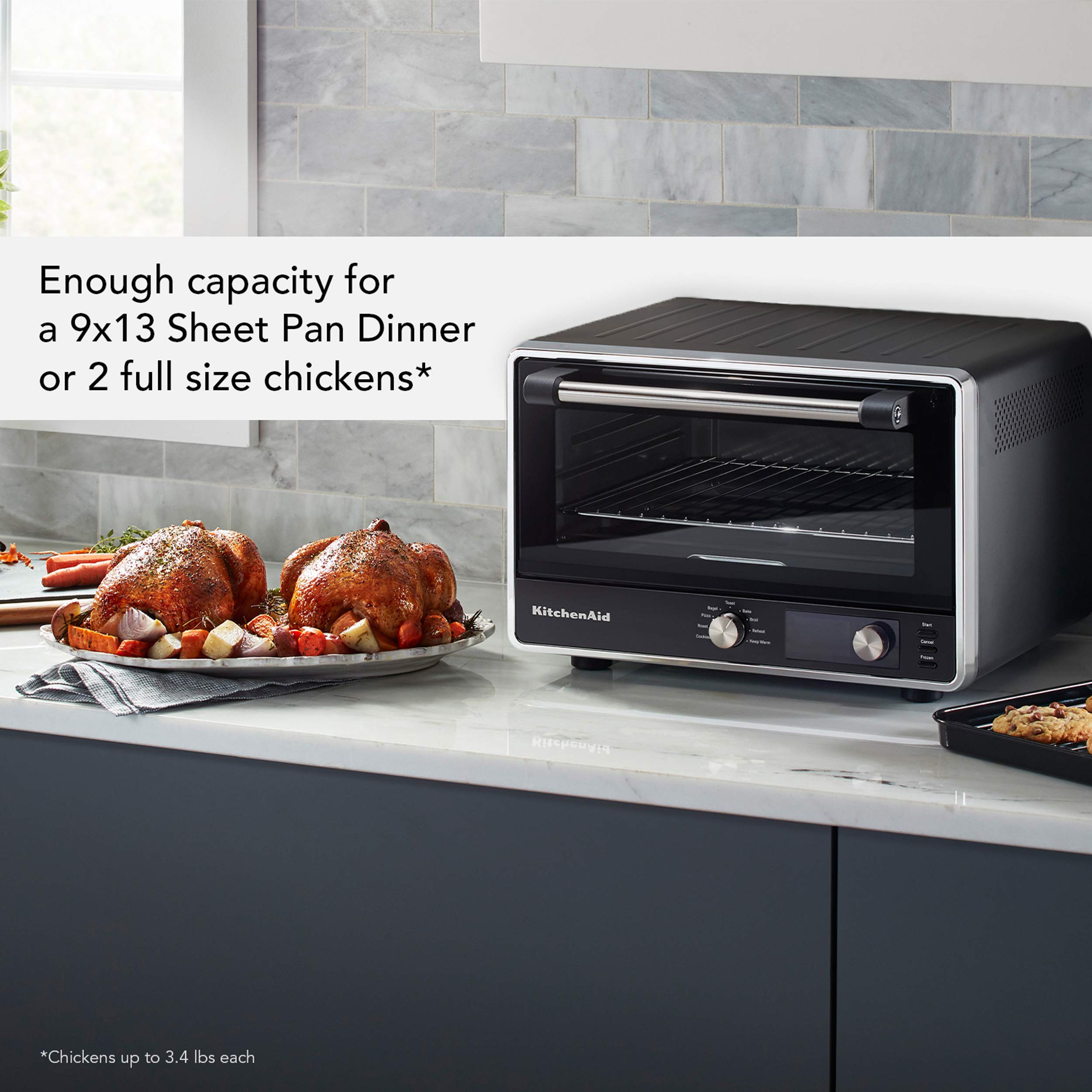 KitchenAid KCO124BM large cavity; accommodates a 12-inch pizza.