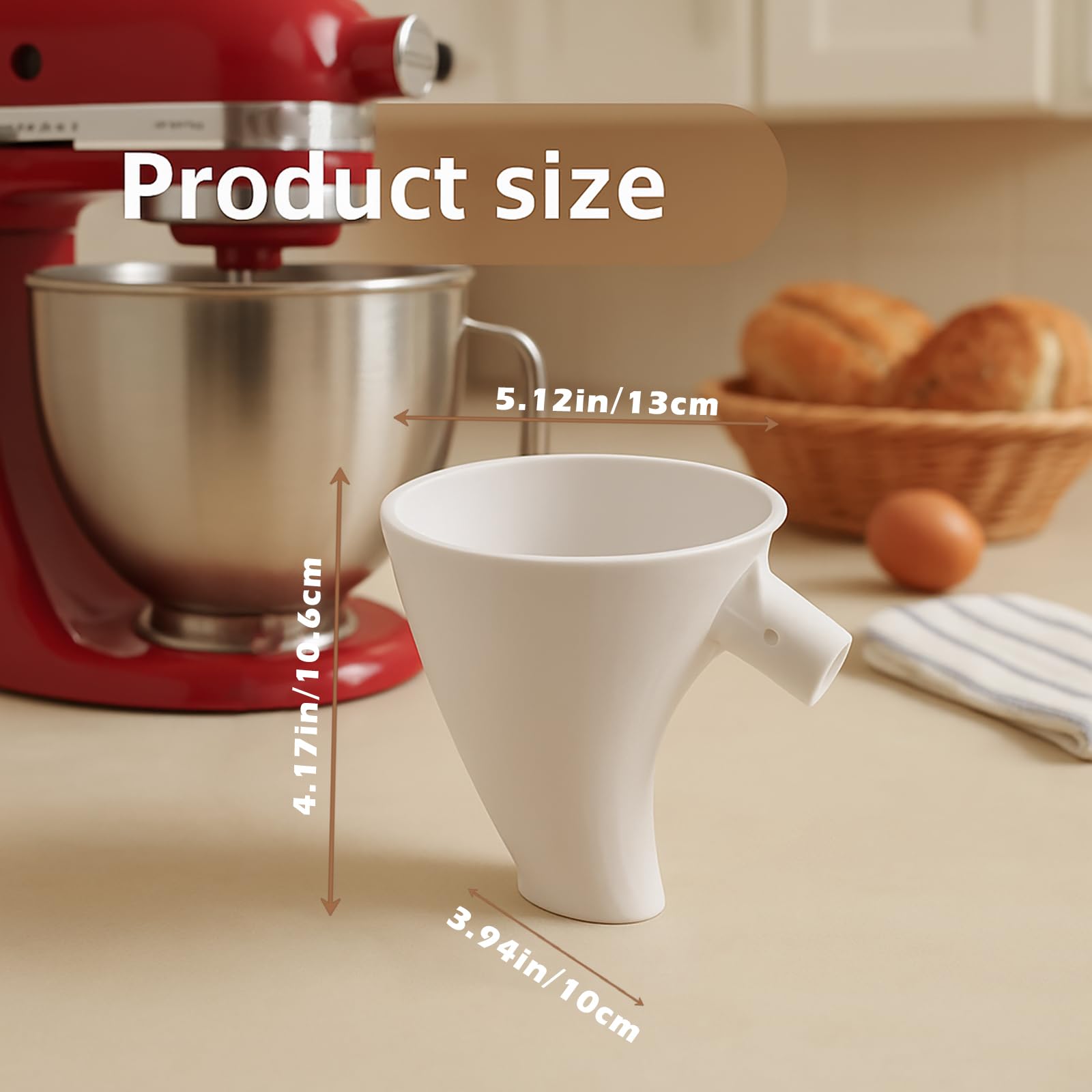 Kitchenaid embudo cacao: flujo suave sin grumos durante la mezcla.