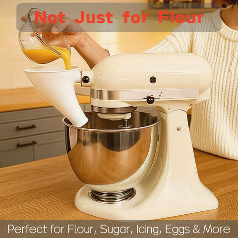 Embudo KitchenAid para añadir azúcar u otros ingredientes sin goteos.