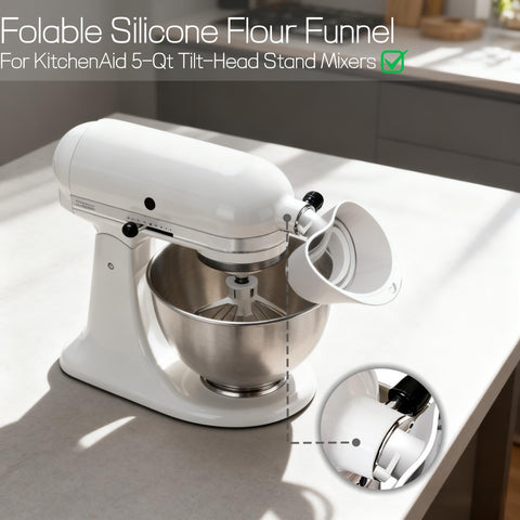 KitchenAid embudo de silicona para vertidos limpios y sin derrames.