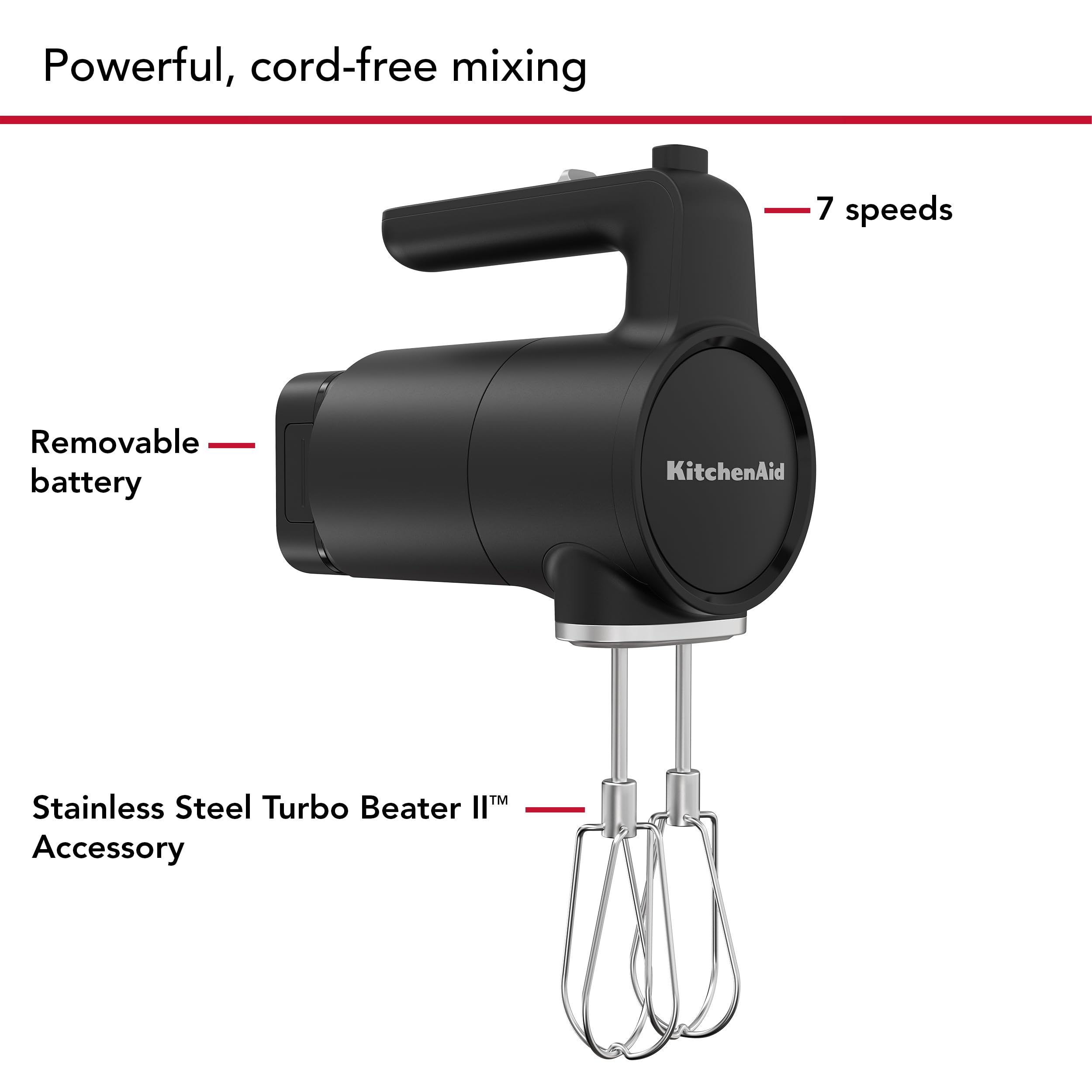KitchenAid Go batidora de mano inalámbrica con soporte autónomo eleva las varillas