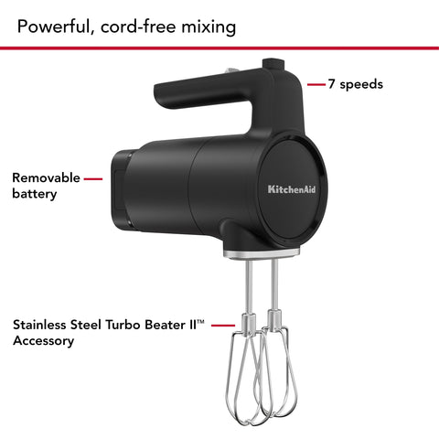 KitchenAid Go batidora de mano inalámbrica con soporte autónomo eleva las varillas