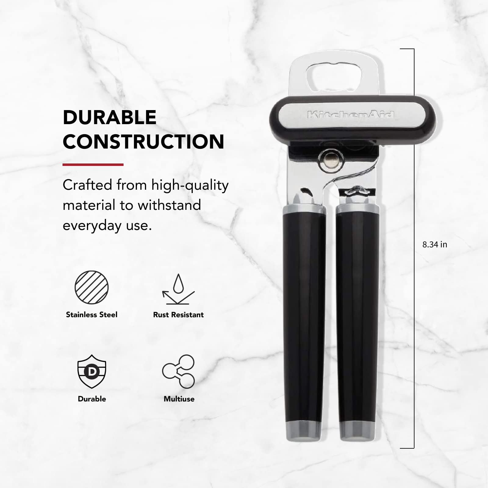 KitchenAid pomo grande girado para abrir latas con menos esfuerzo