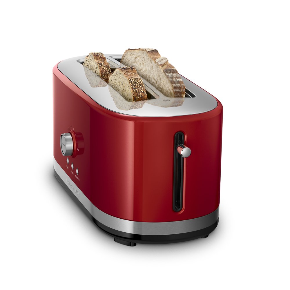 KitchenAid Tostadora con bandeja de migas removible para limpieza rápida.