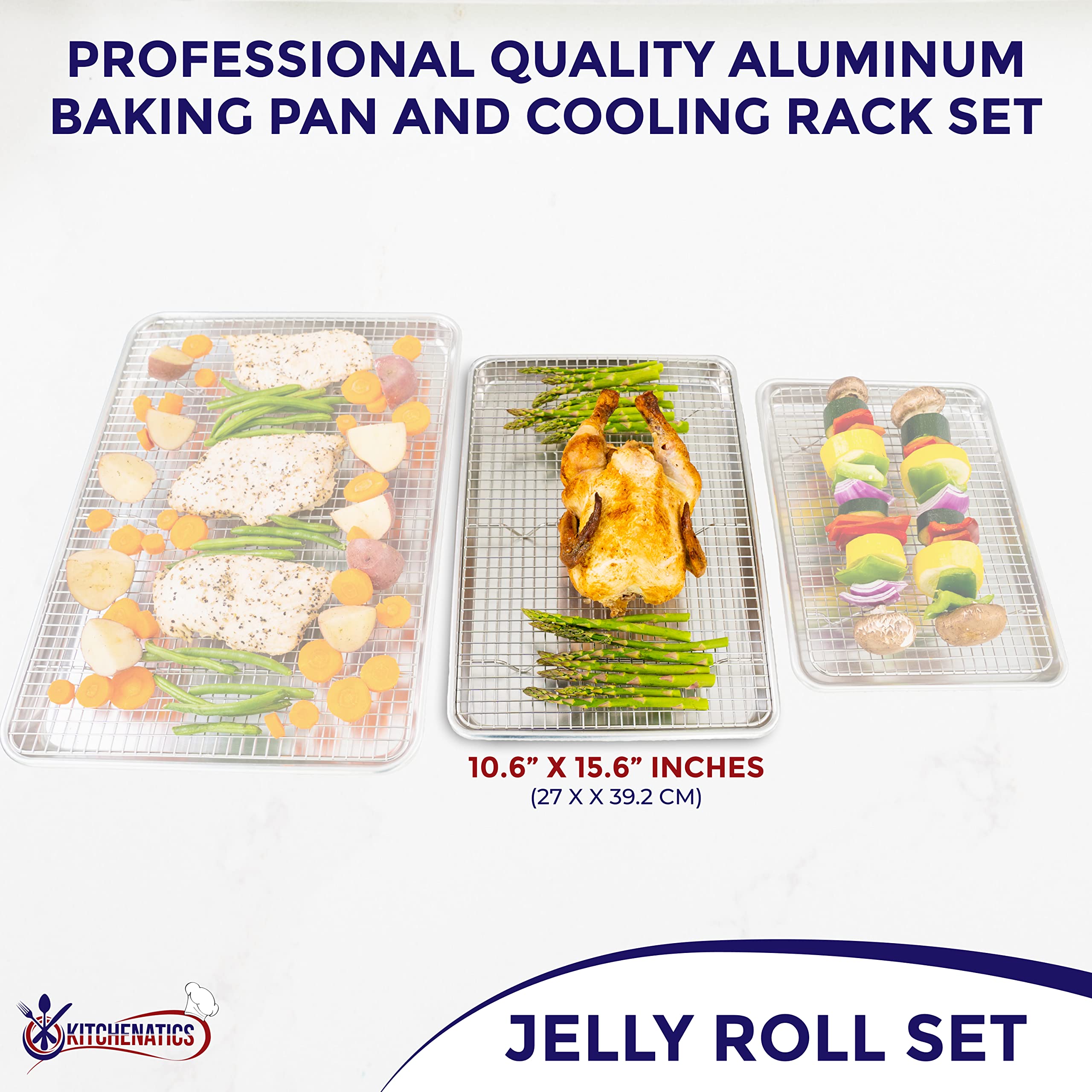 Kitchenatics rejilla de acero inoxidable para horno 10x15 con soporte estable.