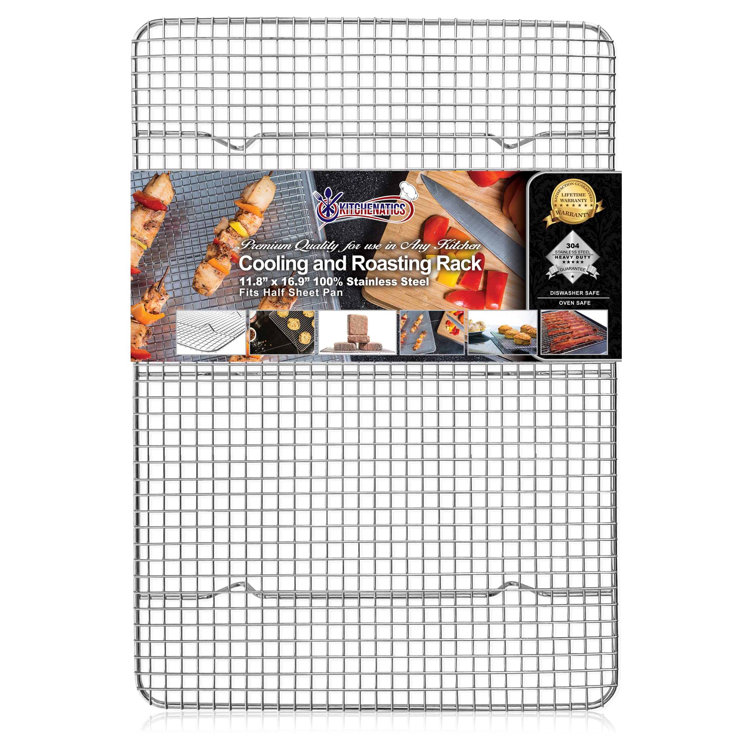 Rejilla Kitchenatics para media bandeja de horno en acero inoxidable para hornear.