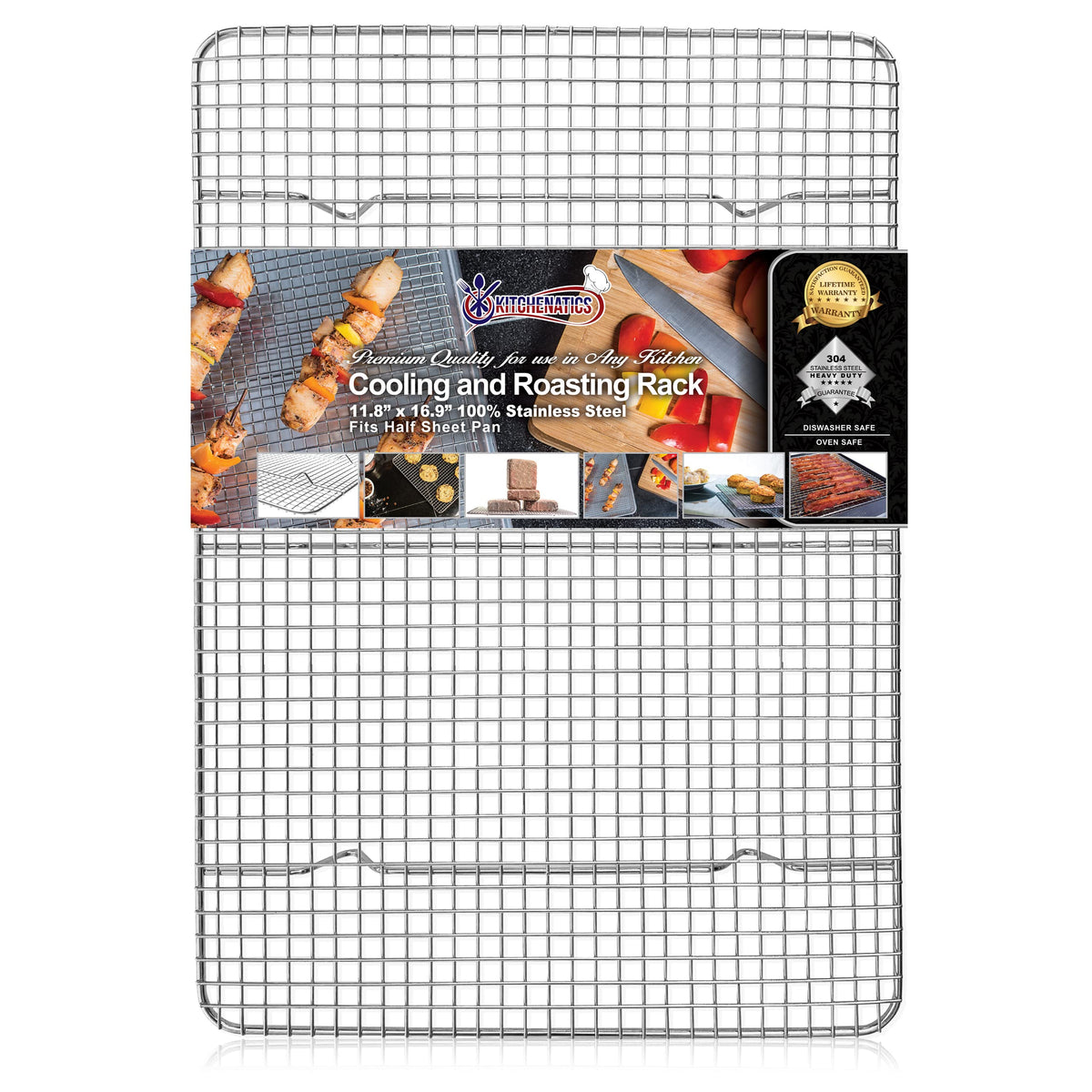 Rejilla Kitchenatics para media bandeja de horno en acero inoxidable para hornear.