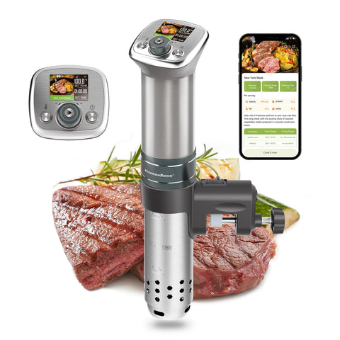 KitchenBoss cocedor sous vide con conexión inalámbrica y control remoto.