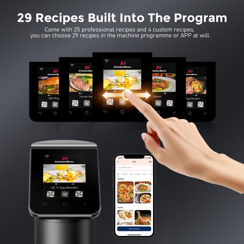 KitchenBoss Sous Vide Cooker, cuerpo de acero inoxidable, duradero y fácil de limpiar.