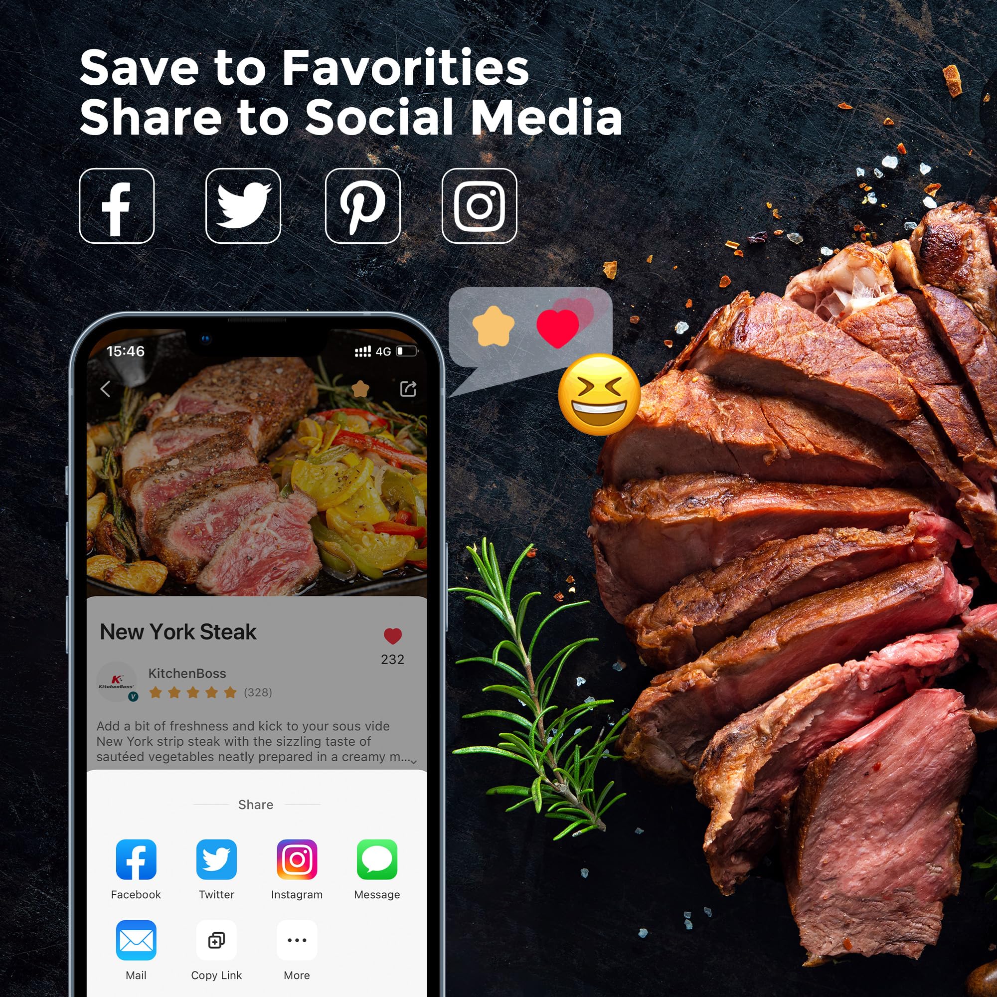 KitchenBoss Sous Vide Cooker, motor ultra silencioso para cocinar sin ruidos.