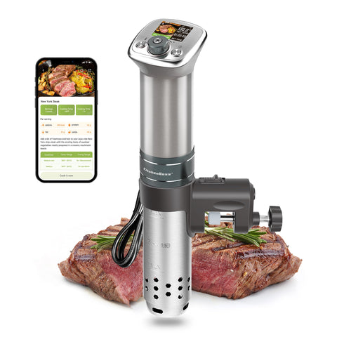 KitchenBoss Sous-Vide Cooker con panel de color para recetas precisas en casa.