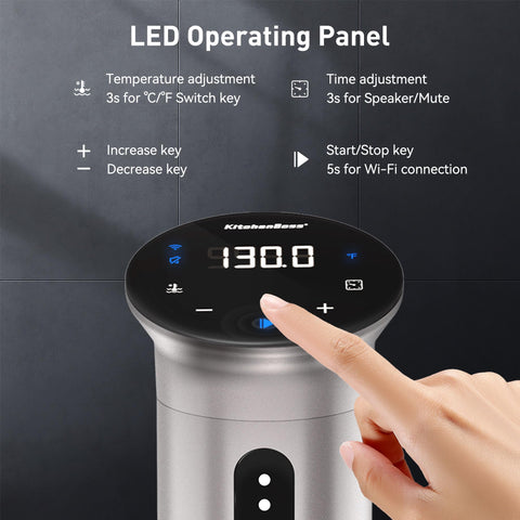 KitchenBoss sous-vide-silencioso-diseño-ruido-minimo: funcionamiento silencioso para uso doméstico nocturno.