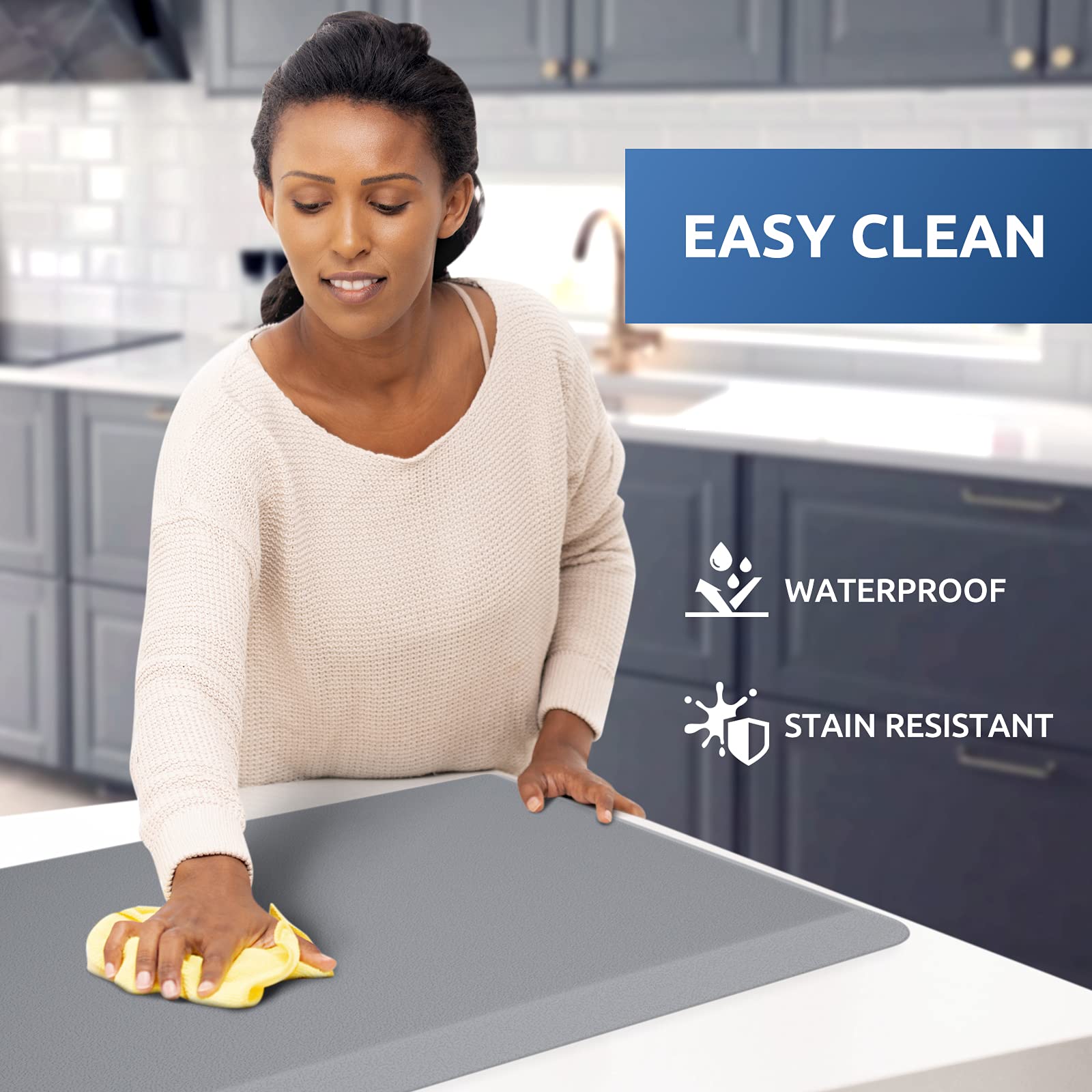 Superficie impermeable de KitchenClouds, fácil de limpiar tras salpicaduras y derrames.
