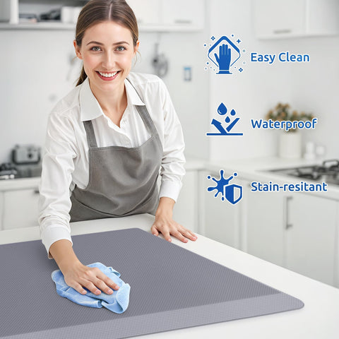 KitchenClouds: alfombra-cocina-resistente-agua-gris facilita limpieza de manchas