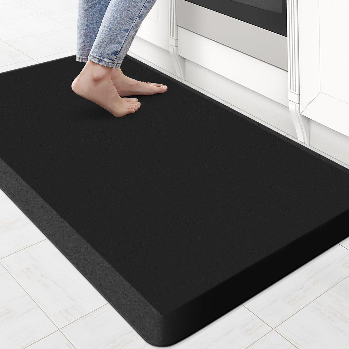 KitchenClouds Alfombrilla antifatiga 22x36 en negro para cocinar cómodo