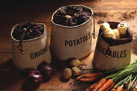 KitchenCraft Natural Elements bolsa patatas 24x24 cm para almacenamiento compacto