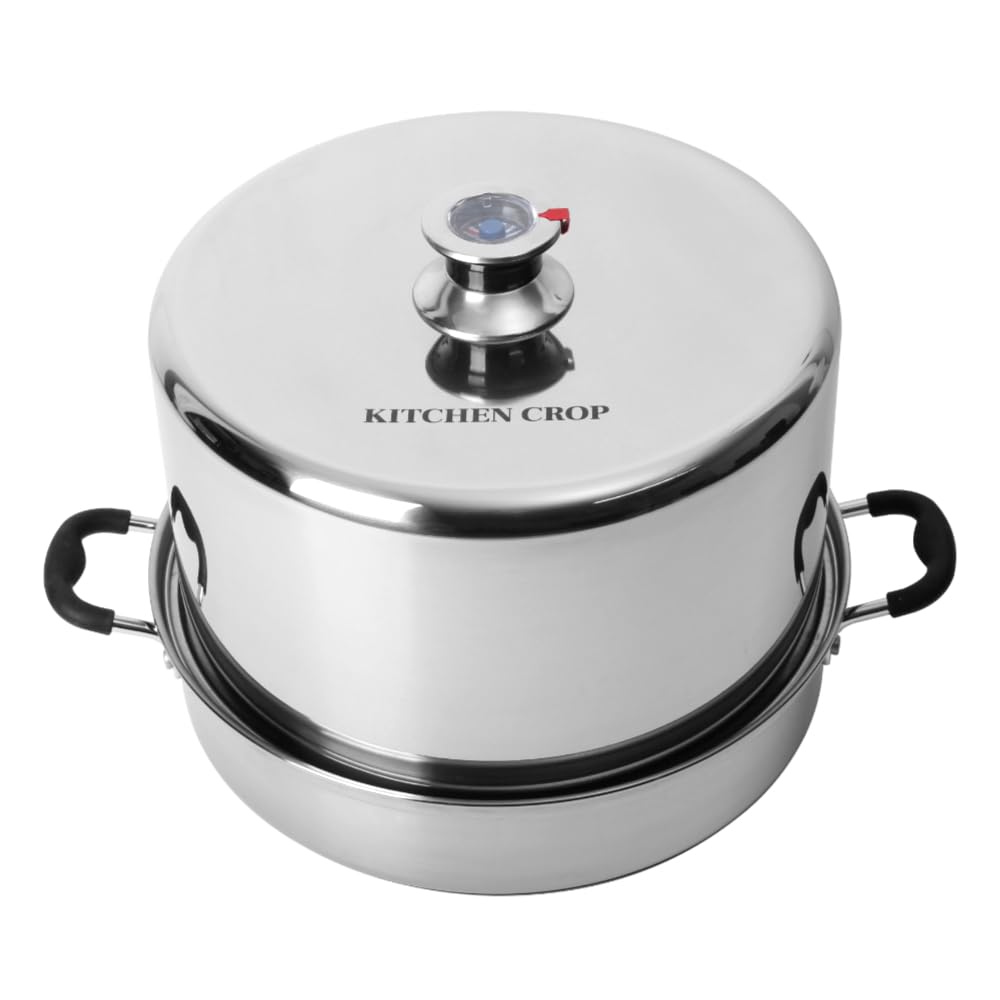 Kitchen Crop Steam Canner, cuerpo de acero inoxidable para conservas seguras.