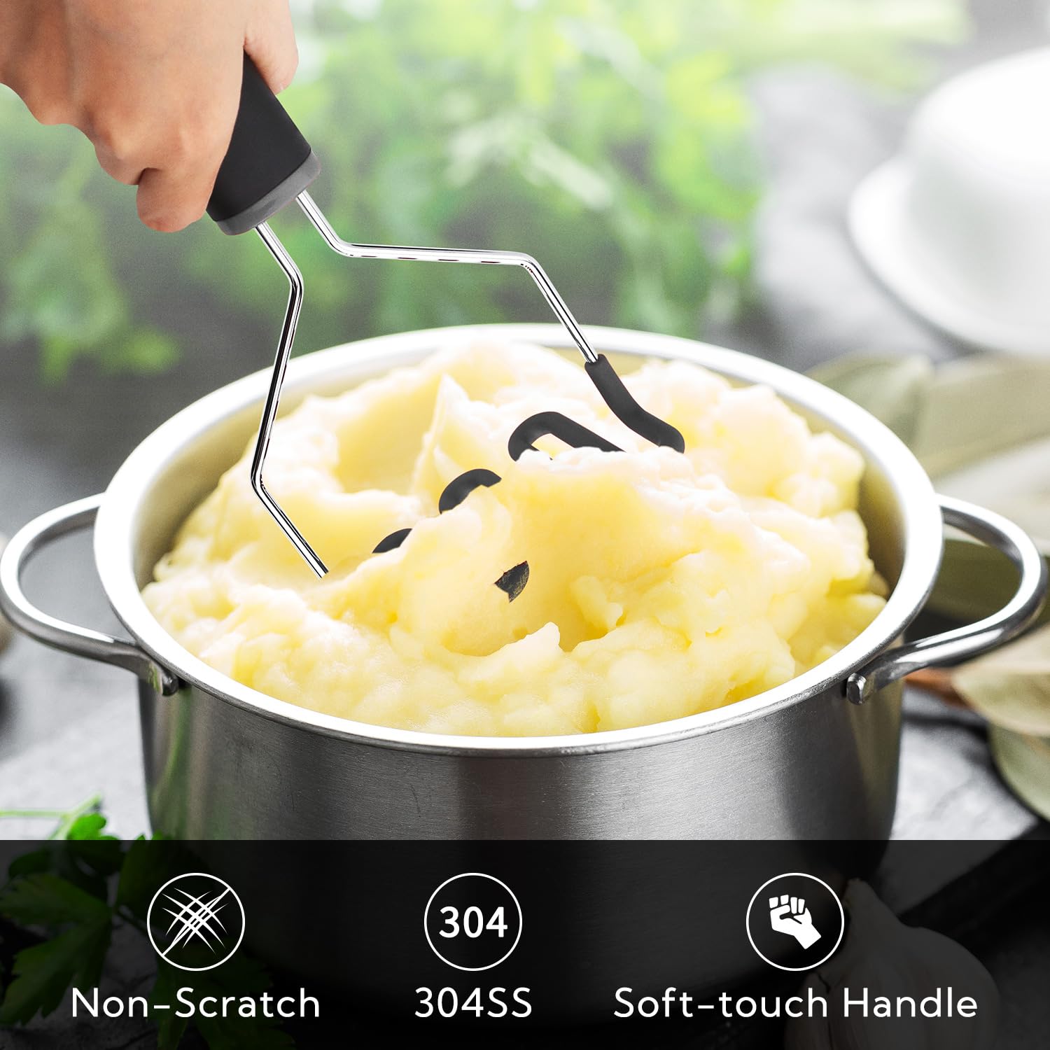 KITCHENDAO acero 18-8 resistente para triturar patatas con seguridad