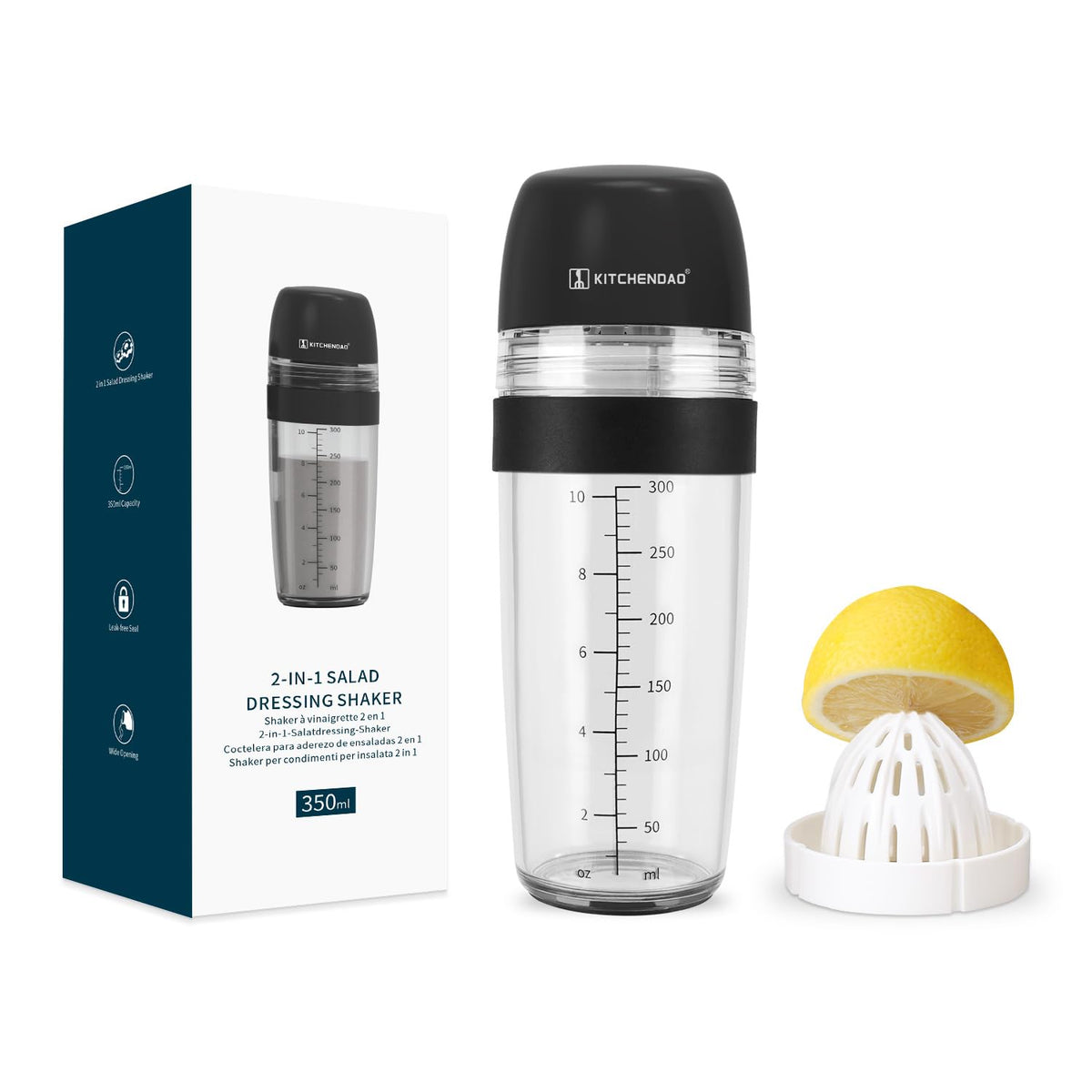 KITCHENDAO ensaladera 2 en 1 con exprimidor interno para aliños frescos