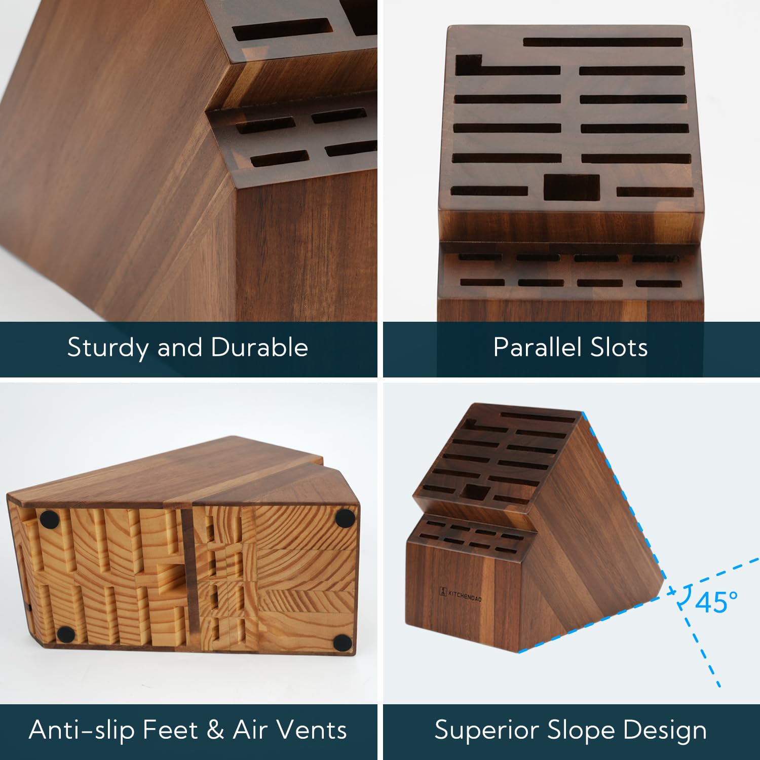 KITCHENDAO madera acacia natural ofrece durabilidad y una estética limpia.