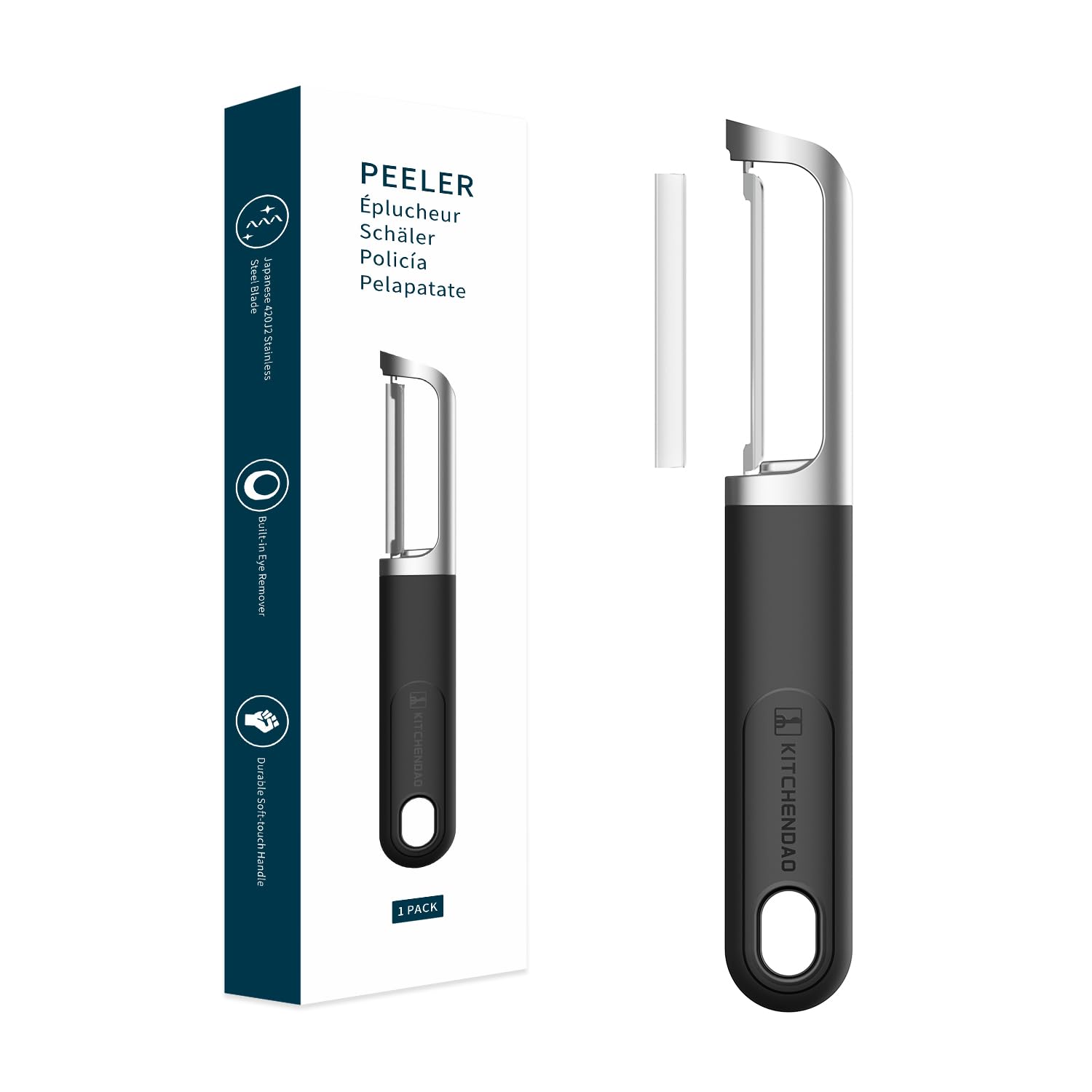 KITCHENDAO pelador papas giro doble, ideal para pelar capas finas y uniformes