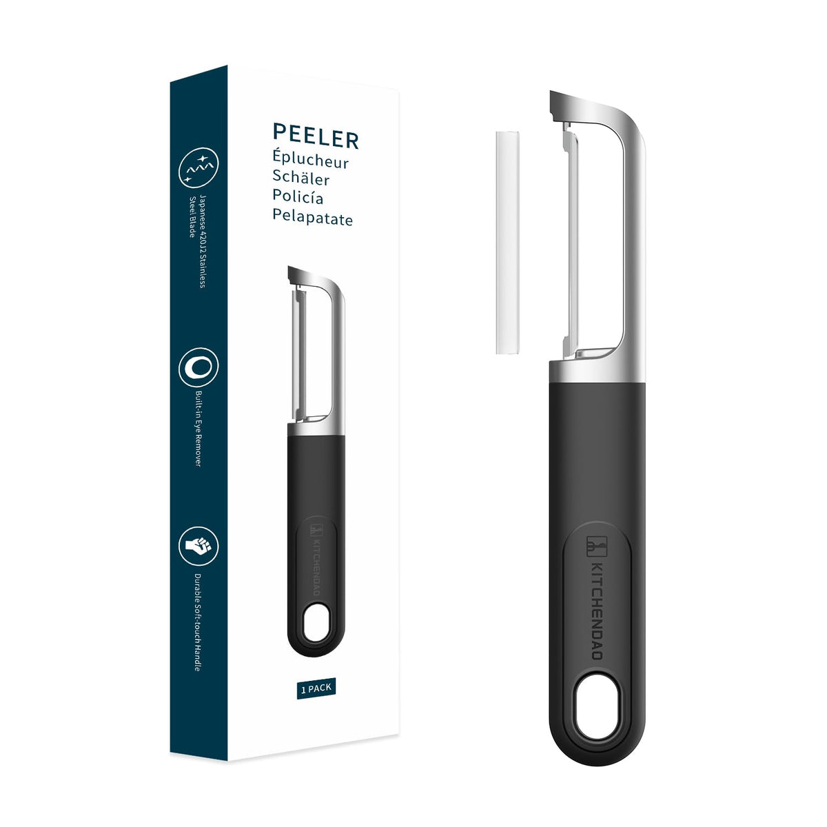 KITCHENDAO pelador papas giro doble, ideal para pelar capas finas y uniformes