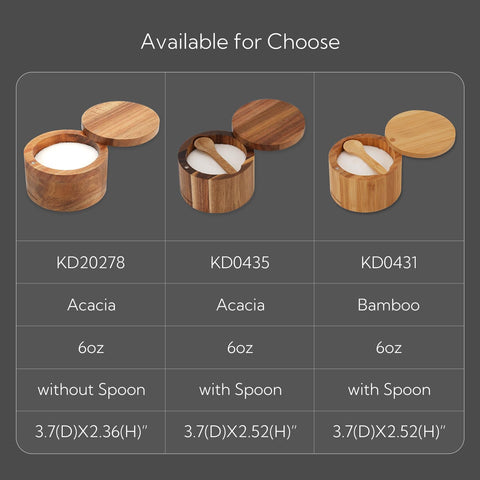 KITCHENDAO salero de acacia para servicio en mesa con estilo natural.