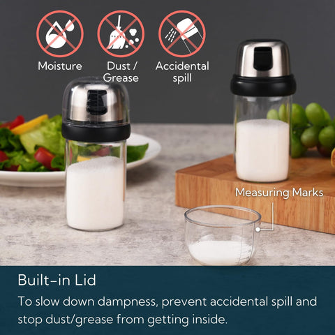 Kitchendao salero de vidrio borosilicato transparente, elegante y resistente para la cocina.