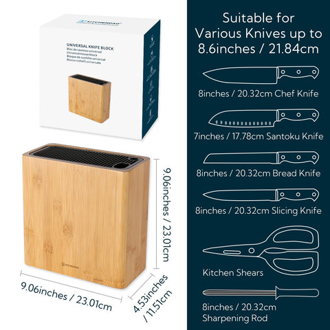 KITCHENDAO XL espacio para tijeras y barra de afilar integrada.
