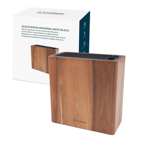 KITCHENDAO XL Tablero de acacia para cuchillos con ranuras, organización eficiente