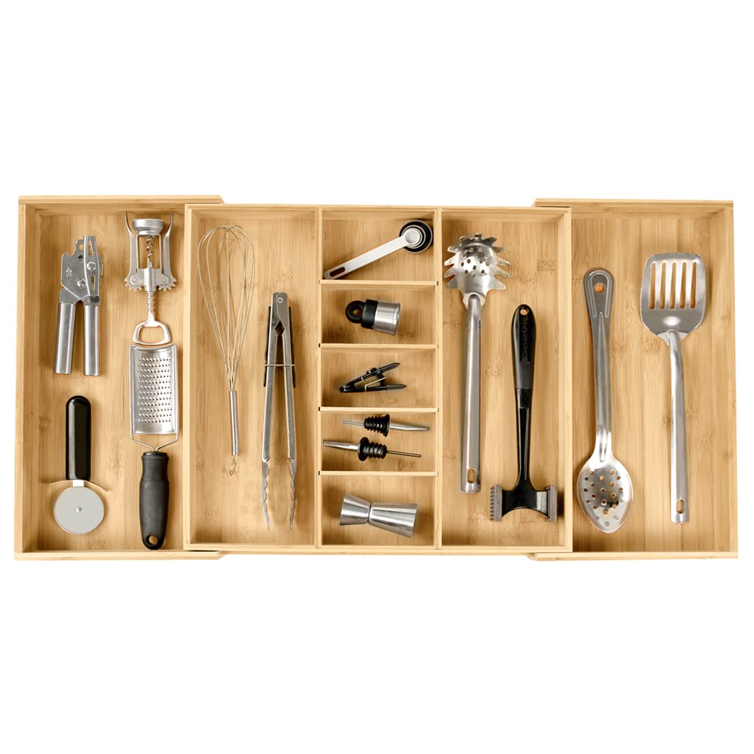KitchenEdge organizador de cajón ajustable para utensilios, optimiza el espacio
