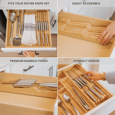 KitchenEdge bloque de bambú, pies de silicona antideslizantes para estabilidad