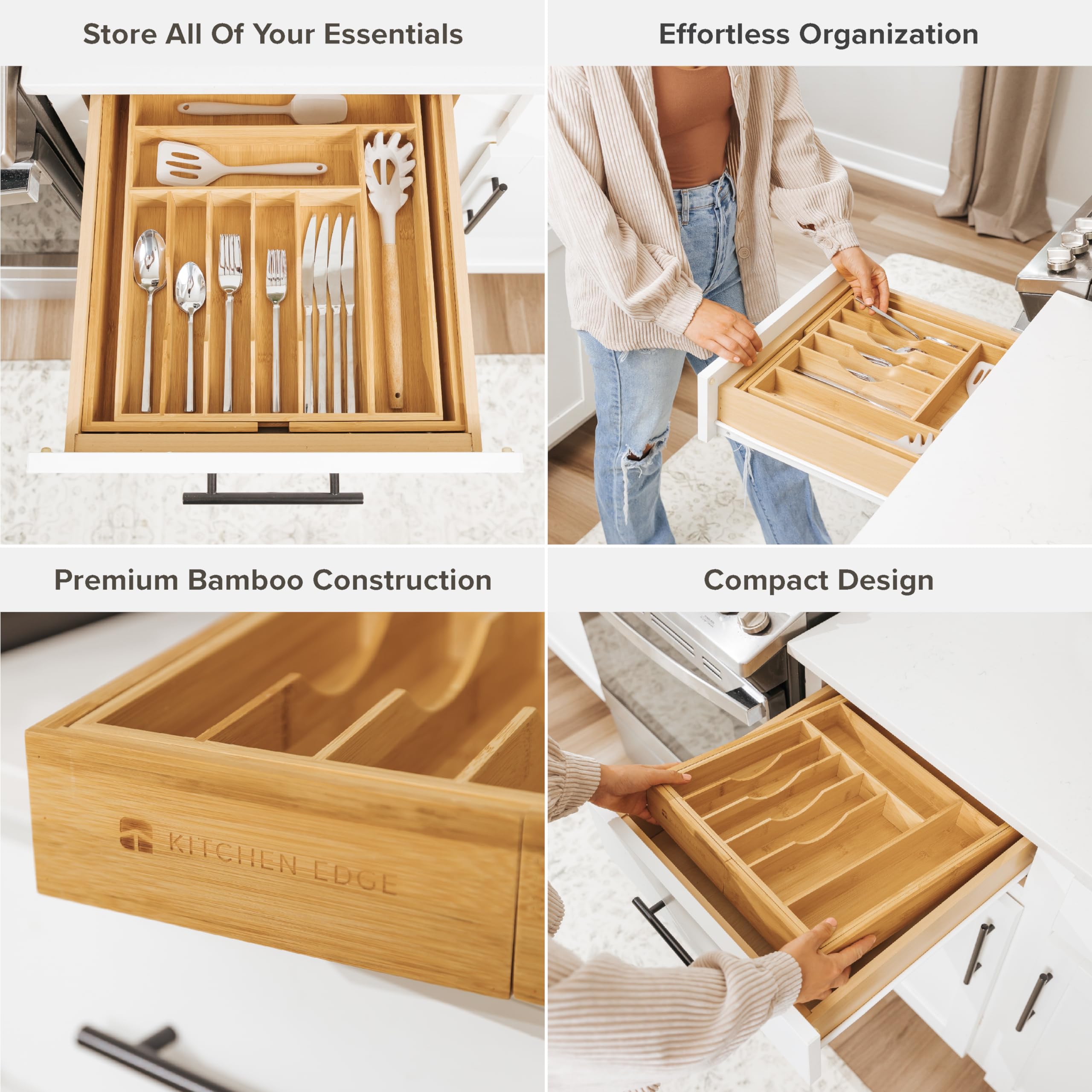 KitchenEdge base de bambú natural ofrece durabilidad y estética.