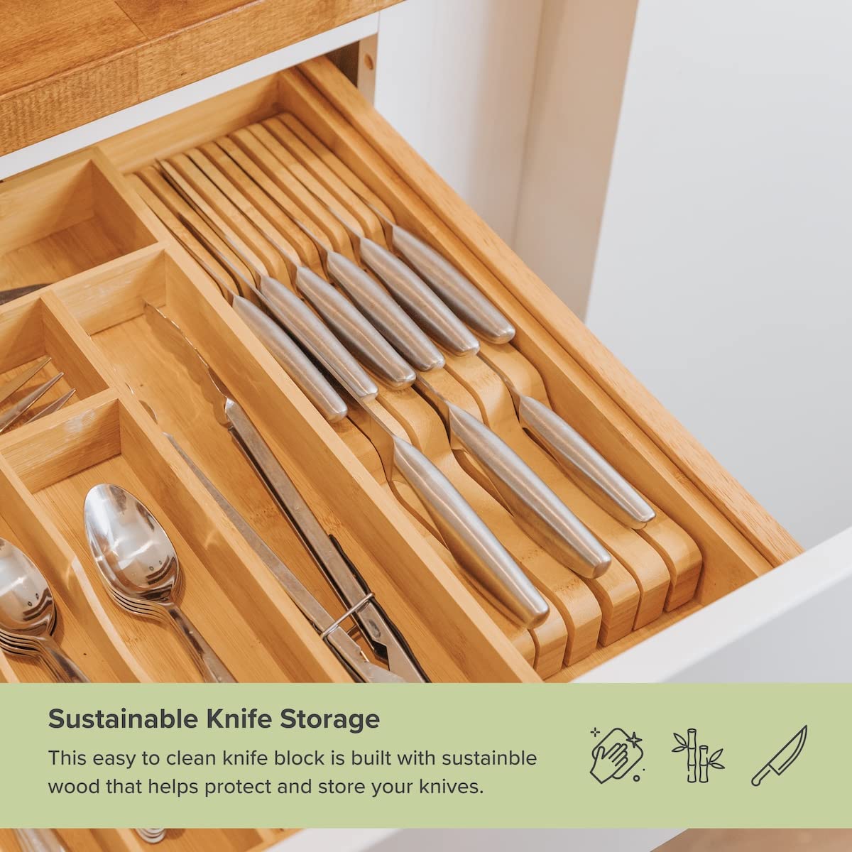 KitchenEdge capacidad para once cuchillos, cocina ordenada y lista